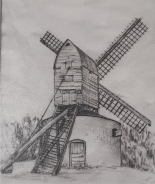 Photo of sketch of Shearsby Mill (Record Office for Leicestershire, Leicester and Rutland: PP377)