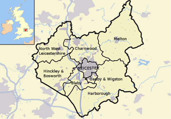 Map of Leicester and Leicestershire Functional Economic Market Area (FEMA) and Housing Market Area (HMA)